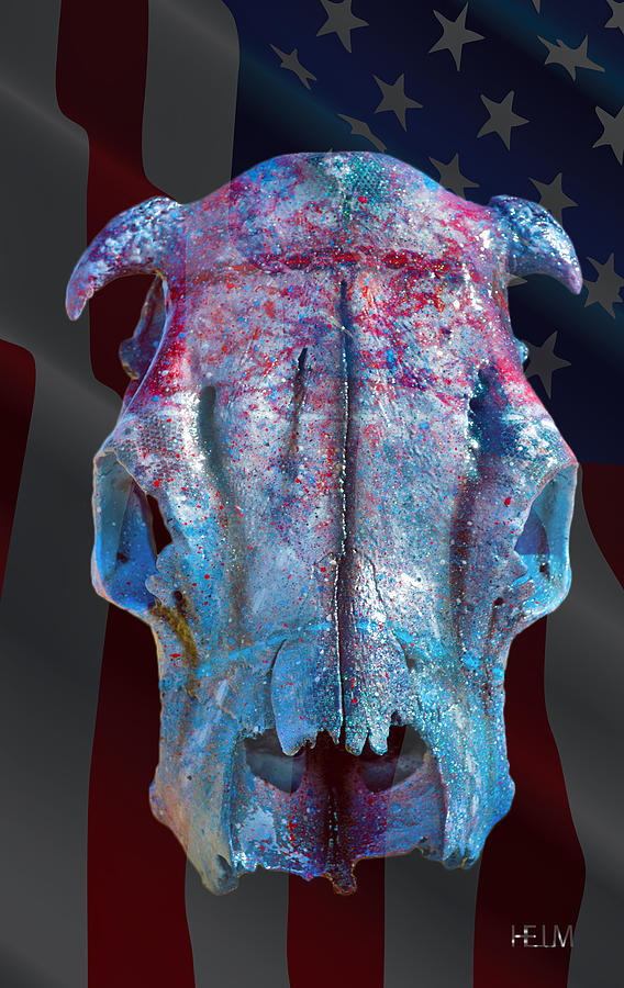 Zoologisk have opføre sig Tegnsætning Red White and Blue Illuminating Cow Skull Mixed Media by Mayhem Mediums -  Fine Art America