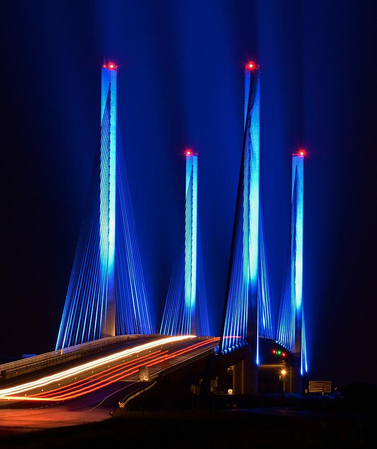 Indian River Inlet Bridge as seen North of Bethany Beach in this award winning perspective photo Photograph by Billy Beck