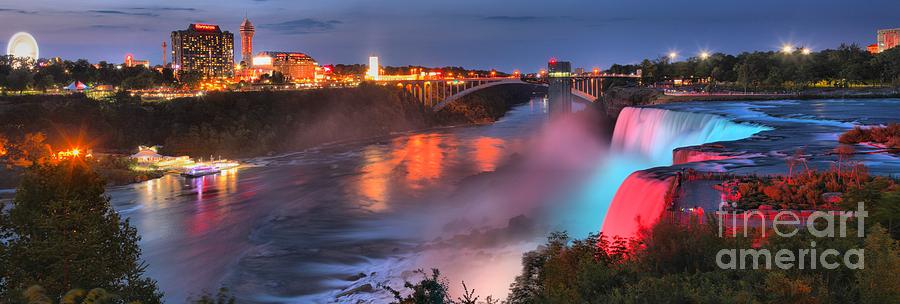 Red White And Blue Niagara Panorama Photograph by Adam Jewell