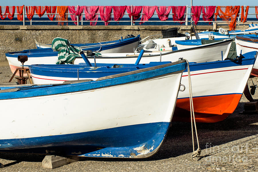 Boat Photograph - Red White and Blue by Prints of Italy