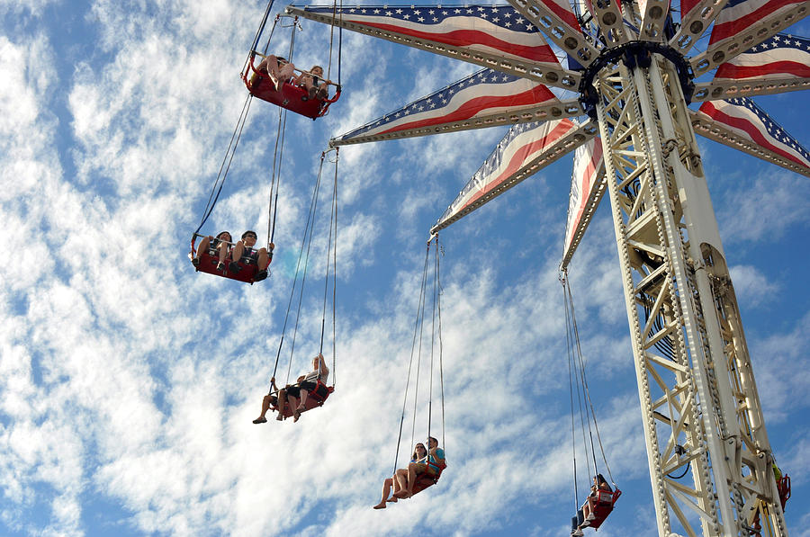 New York City Photograph - Red White and Blue Swings at Coney Island by Diane Lent