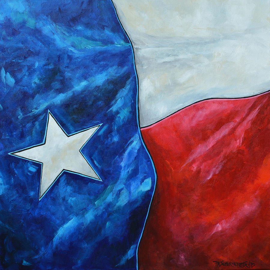 Texas Flag Painting - Red White and Texas by Patti Schermerhorn