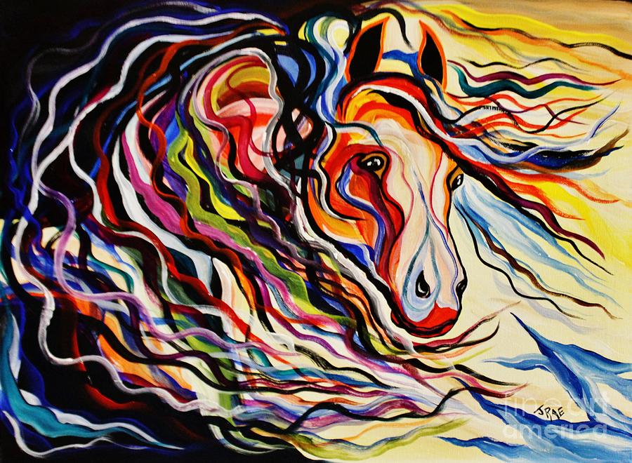 Red Wind Wild Horse Painting