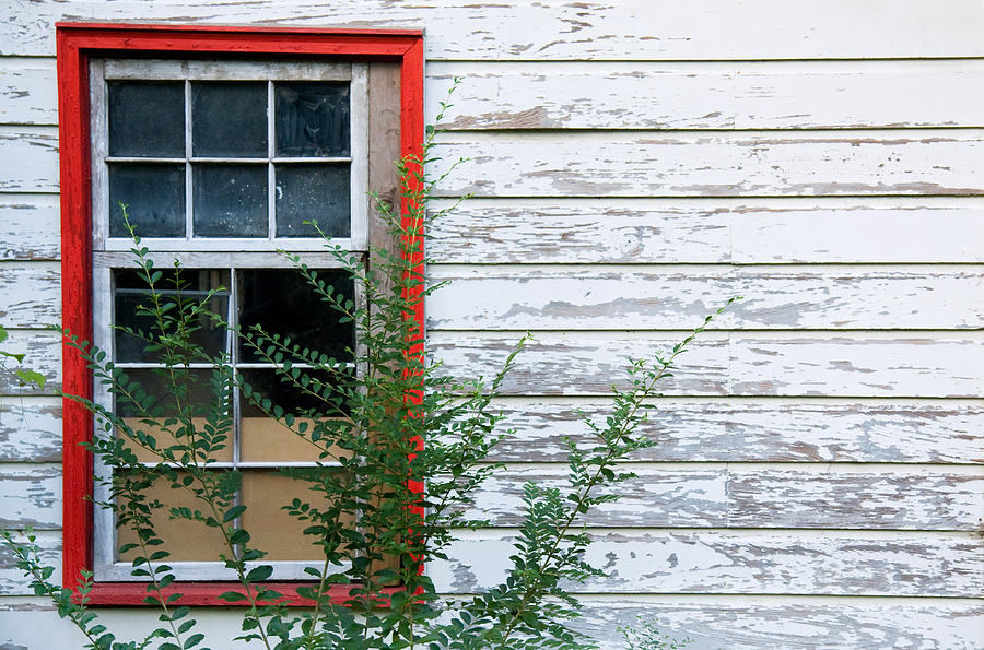 Red Window Frame Photograph by Melinda Fawver