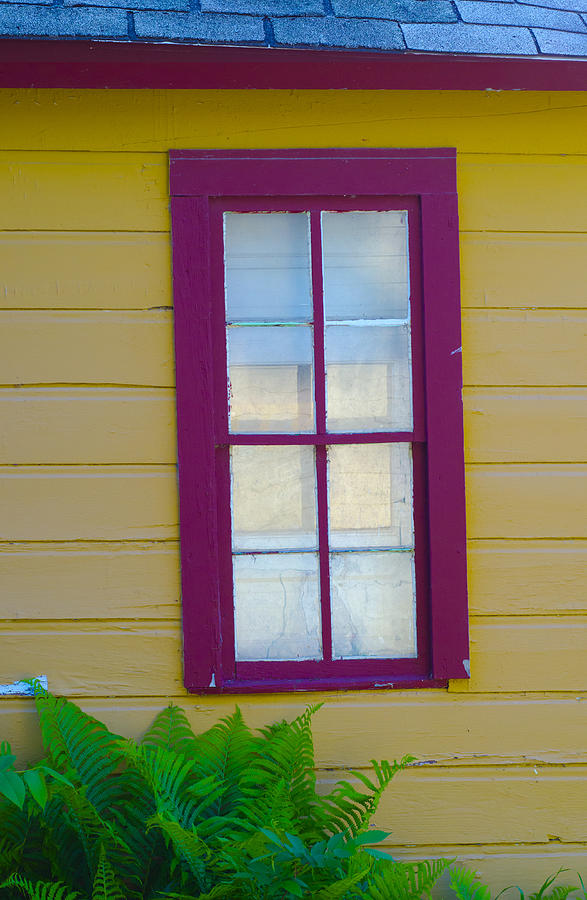 Red  Window in a Yellow Wall Photograph by Lynn Hansen