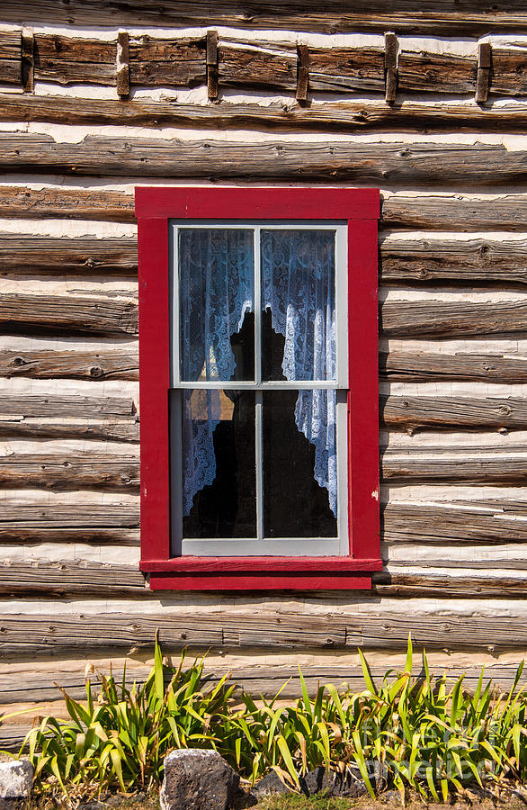 Red Window Log Cabin - Idaho Photograph