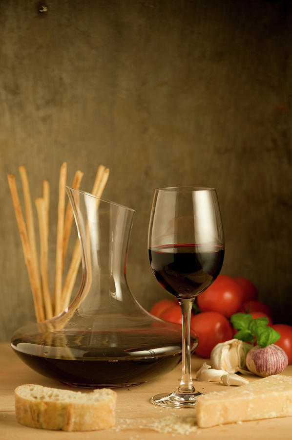 Red Wine And Food, Italian Style Photograph by Kontrast-fotodesign