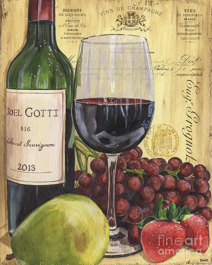 Wine Painting - Red Wine and Pear by Debbie DeWitt