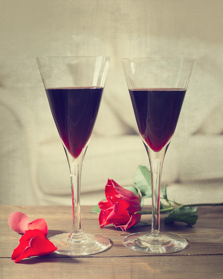 Wine Photograph - Red Wine And Roses by Amanda Elwell