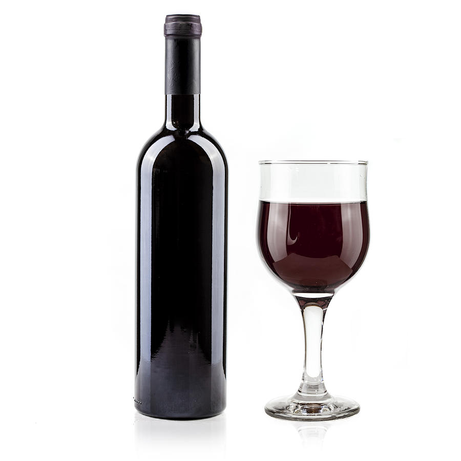Red Wine Bottle And Glass On White Background Photograph by Daniel  Barbalata - Pixels