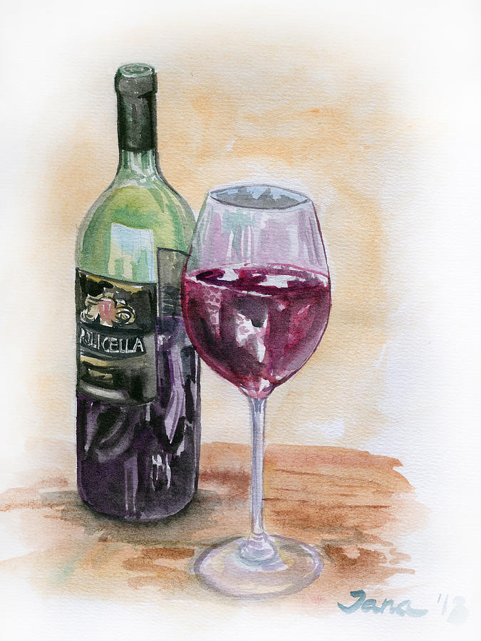 Red wine Painting by Jana Goode