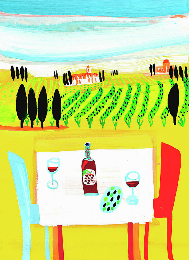 Red Wine On Table In Italian Vineyard Photograph by Ikon Ikon Images