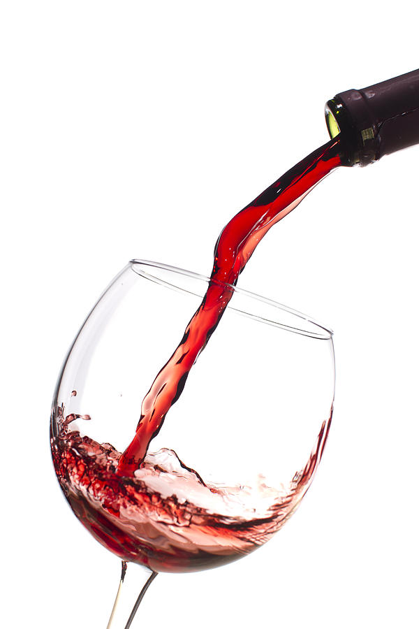 Wine Photograph - Red Wine Pouring into wineglass splash by Dustin K Ryan