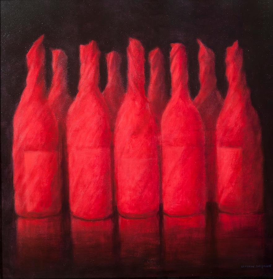 Red wrapped wine Painting by Lincoln Seligman