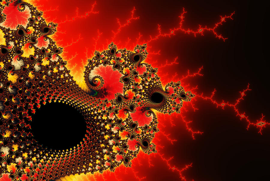 Red yellow and black fractal flashes and spirals Photograph by Matthias Hauser