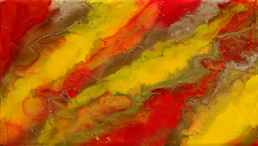 Abstract Painting - Red Yellow Gold Abstract by Julia Apostolova
