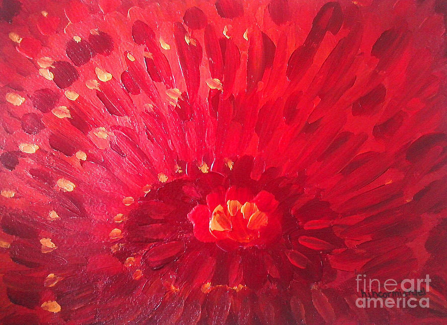 Red Zinnia Painting by Holly Carmichael