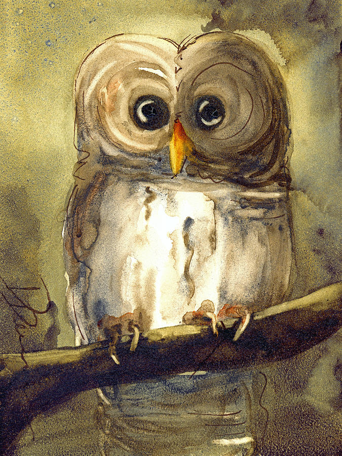 Redbird Cottage Owl Painting by Dawn Derman