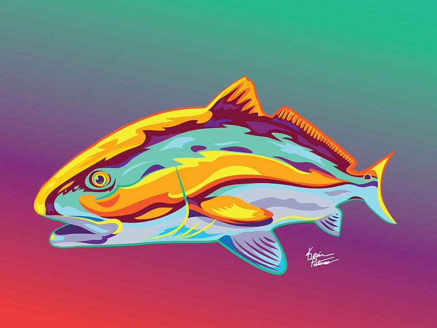 Redfish Pop Art Colors Digital Art by Kevin Putman