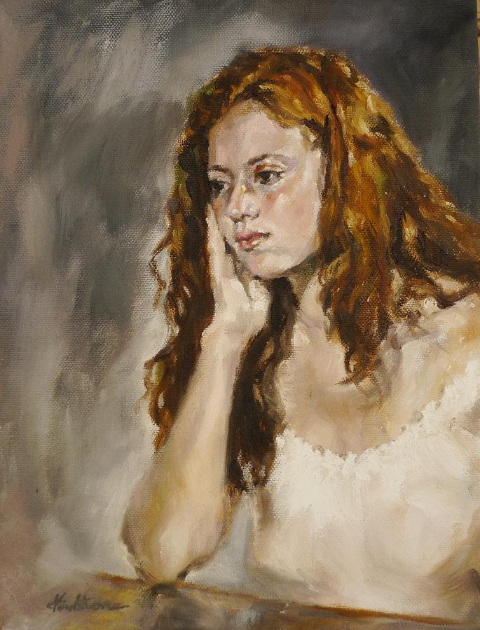 Portrait Painting - Redhead by Veronica Coulston