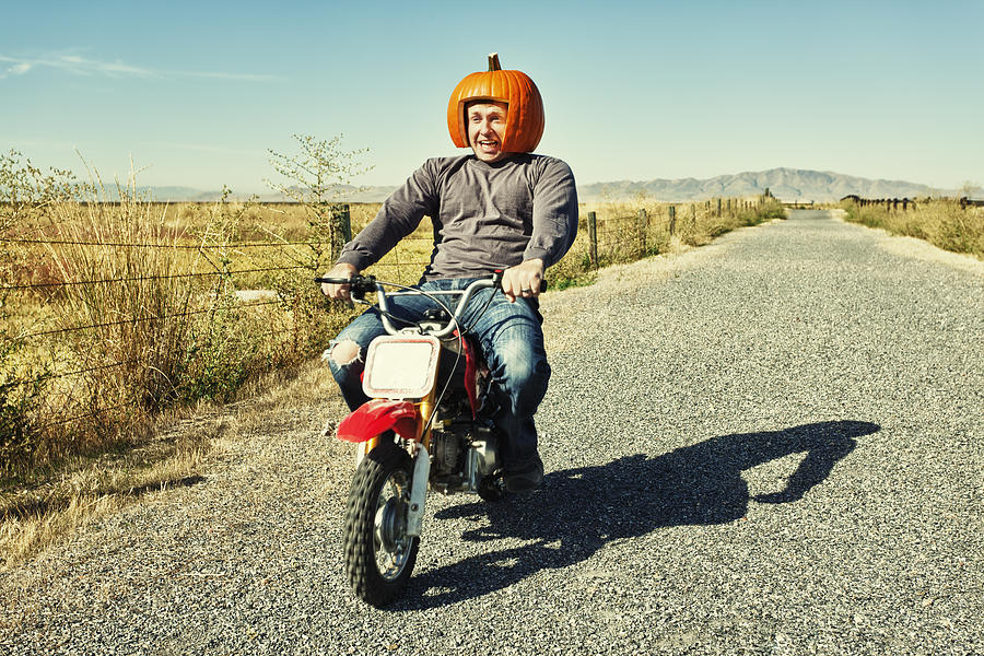 Redneck Pumpkin Motorcycle Racer Photograph by Jhorrocks