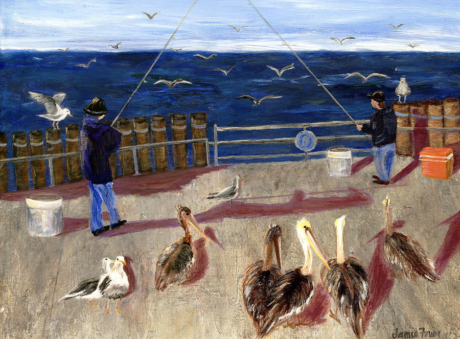 Redondo Beach Pelicans Painting by Jamie Frier