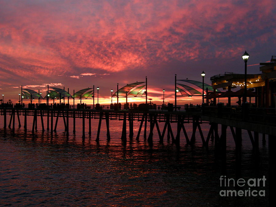 Sunset Photograph - Redondo Beach Pier at Sunset by Bev Conover