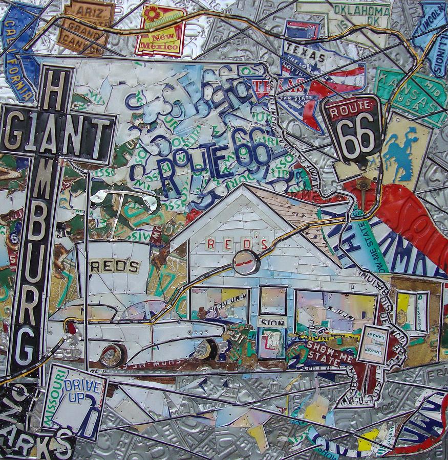 Reds Giant Hamburg Route 66 Type Mixed Media by Phil Jackson