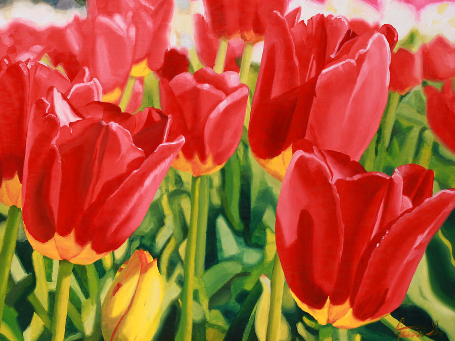 Flower Painting - Reds by Guenevere Schwien