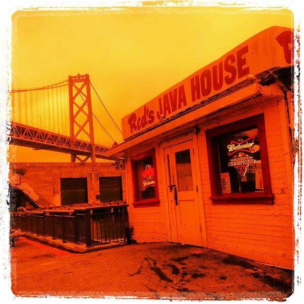 Coffee Photograph - Reds Java House And San Francisco Bay by Lynn Friedman