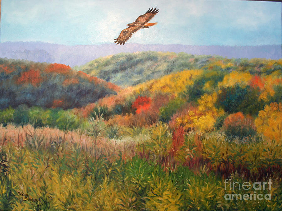 Nature Painting - Redtailed Hawk by Mary Singer