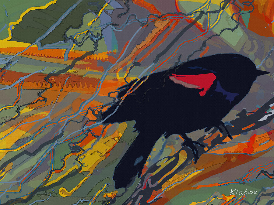 Redwing Blackbird Digital Art - Redwing by David Klaboe