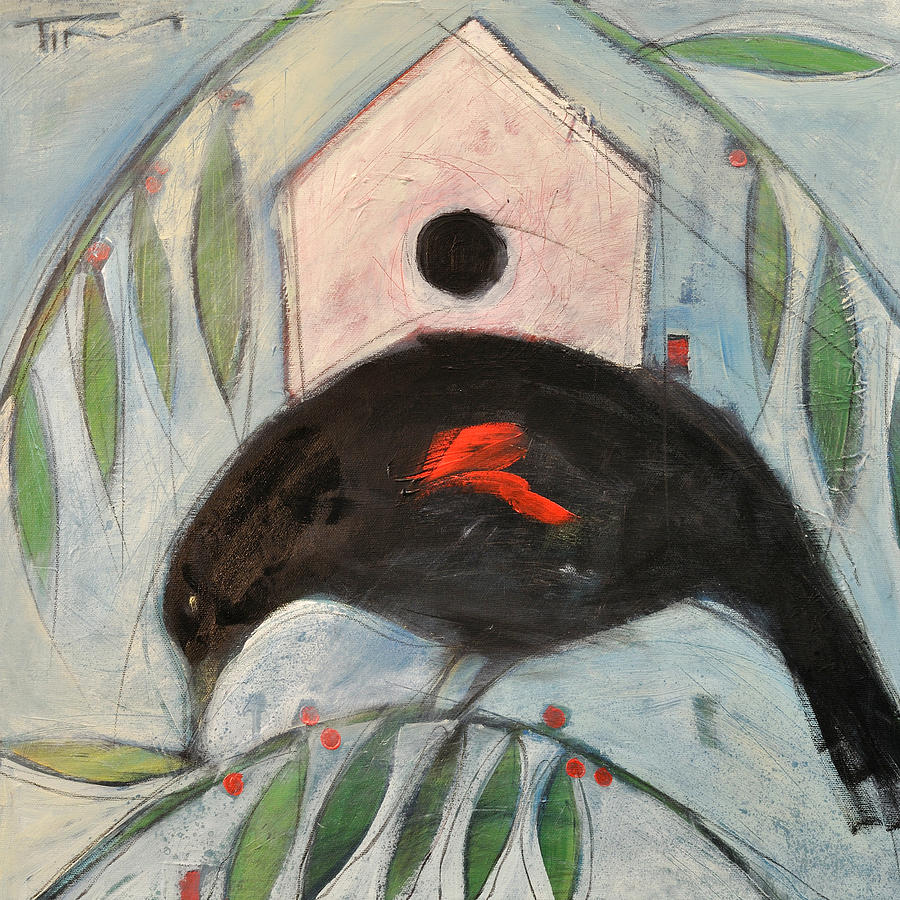 Blackbird Painting - Redwing White House by Tim Nyberg