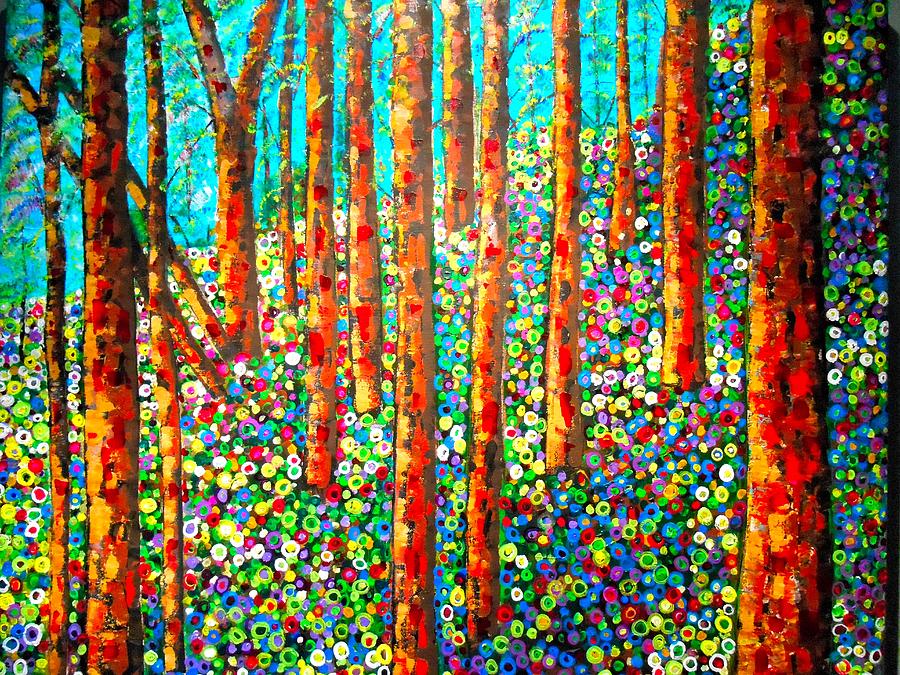Redwood Hillside Painting by Shirley Smith