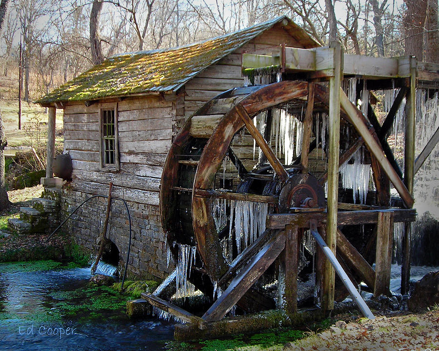 Water Mill Photograph - Reed Spring Mill in Winter by Ed Cooper