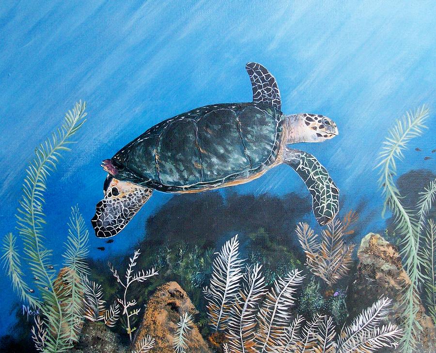 Reef Turtle Painting by John Moon