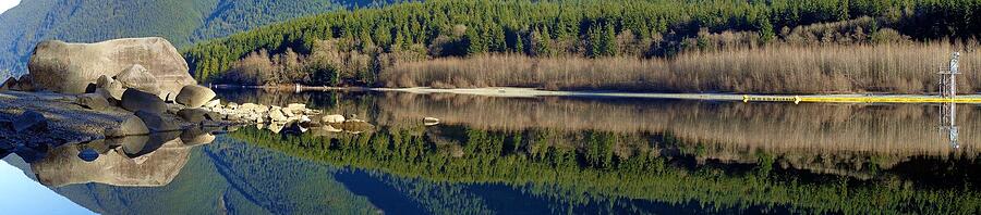 Reflected Alouette Lake Calm - Panoramic - Golden Ears Prov. Park, British Columbia Photograph by Ian McAdie