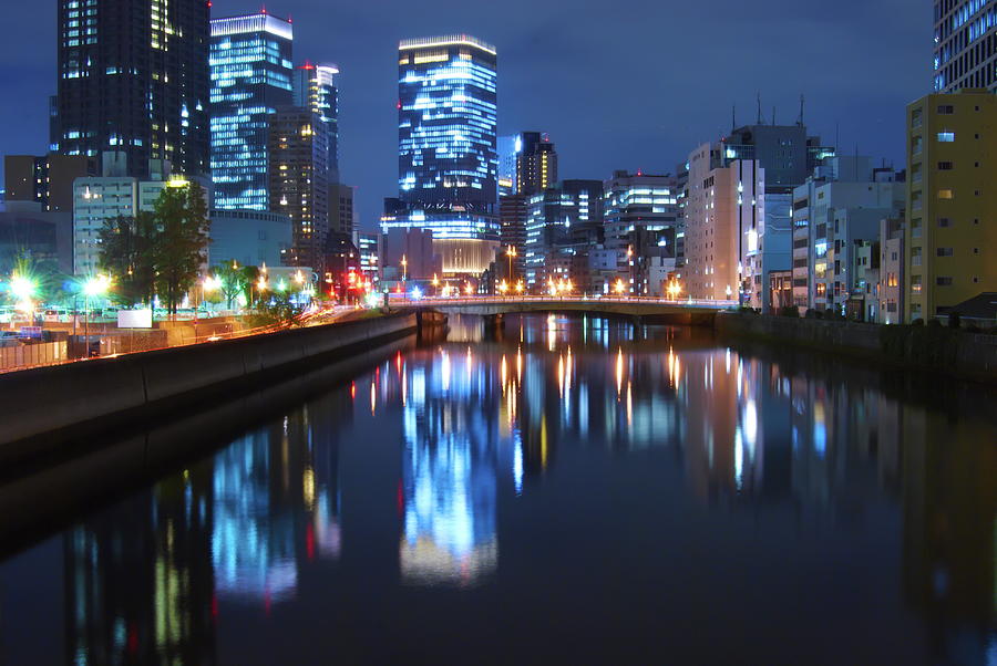 Reflected Glare On River Tosabori Photograph by Tatsuya Anonymous