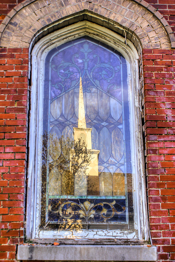 Church Photograph - Reflected Steeple by Rebecca Hiatt