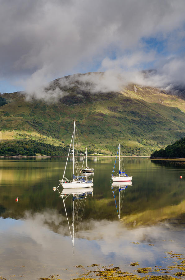 Nature Photograph - Reflected Yachts in Loch Leven by David Head