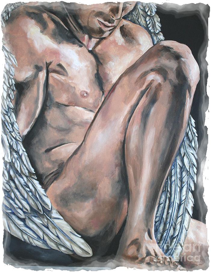 Fantasy Painting - Reflecting Male Angel by Dawn Rosendahl