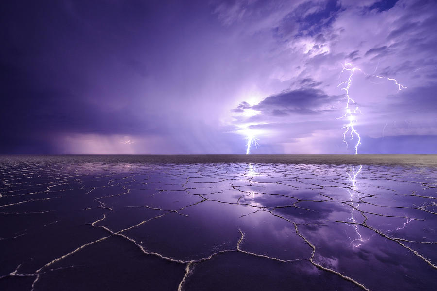 Bonneville Salt Flats Reflecting Storm Photograph by Dustin LeFevre
