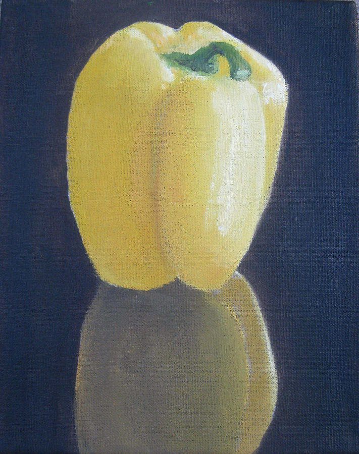 Yellow Pepper Reflected Painting by Maria Hunt