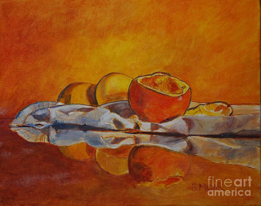 Lemon Painting - Reflection by Barbara Moak
