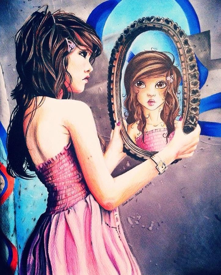 [10000印刷√] reflection girl in the mirror drawing 206011Girl reflection