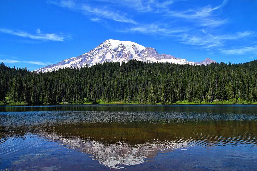 Reflection Lake in the summertime Photograph by Lynn Hopwood
