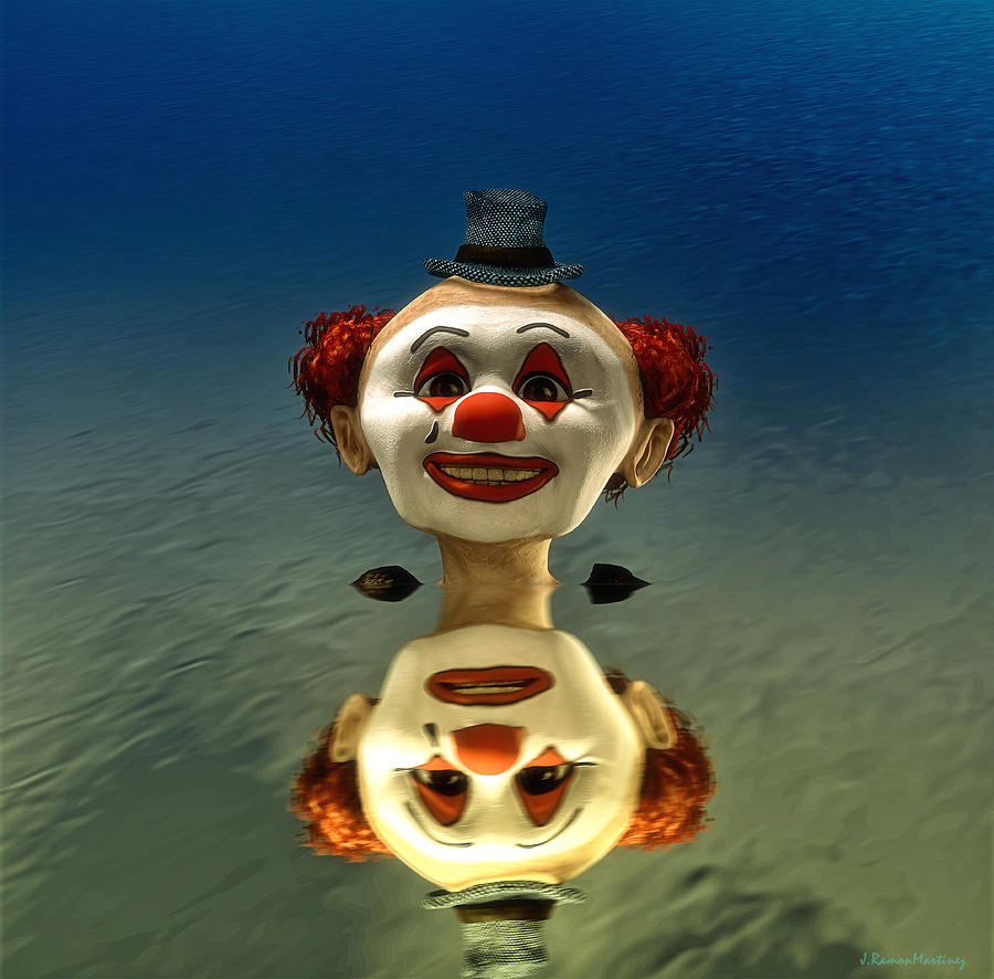 Clown Digital Art - Reflection of a Clown by Ramon Martinez