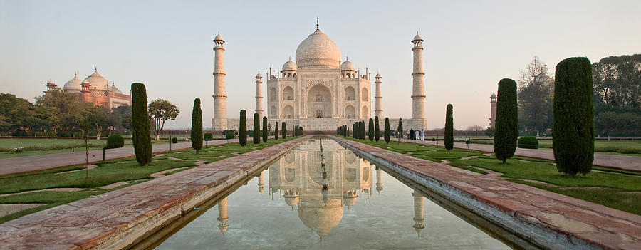 Reflection Of A Mausoleum In Water, Taj Photograph by Panoramic Images