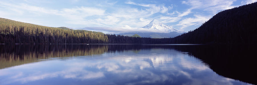 Nature Photograph - Reflection Of Clouds In A Lake, Mt Hood by Panoramic Images