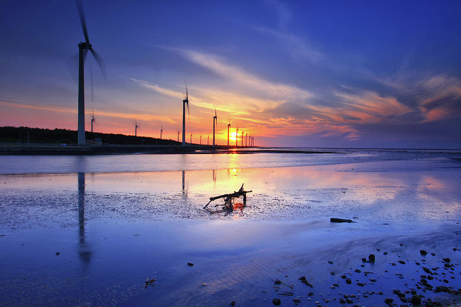 Reflection Of Giant Wind Turbines At Photograph by Thunderbolt tw (bai Heng-yao) Photography